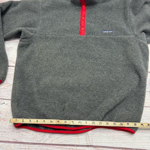 Patagonia First Edition Vintage 1985 Synchilla Snap T Charcoal Grey Red Large - Picture 4 of 11